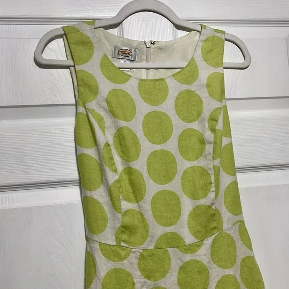 Talbots Vintage Stylish Green Polka Dot Linen Sun Dress Size 10 - Picture 5 of 9